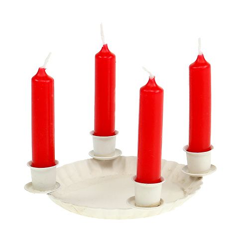 Floristik24 Mini talerz z 4x świecznikiem choinkowym Ø10cm kremowy