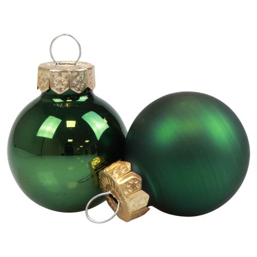 Mini bombki świąteczne szklane zielone połysk/mat Ø2,5cm 20szt