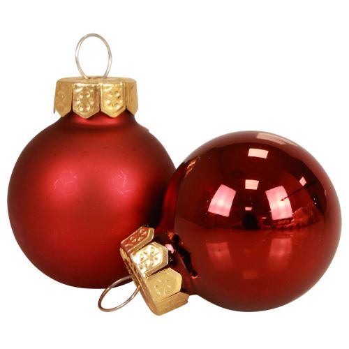 Floristik24 Mini bombki czerwone matowe/błyszczące Ø2,5cm 20 szt