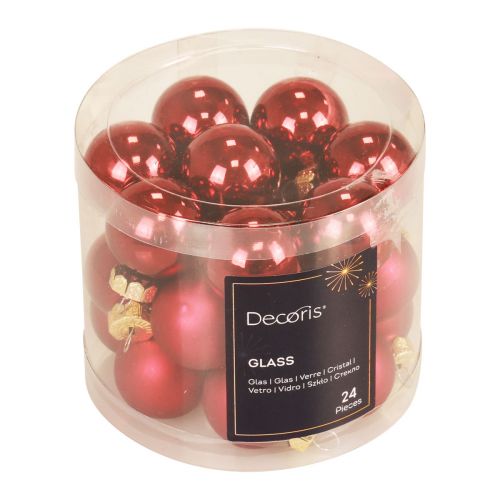 Floristik24 Mini bombki czerwone matowe/błyszczące Ø2,5cm 20 szt