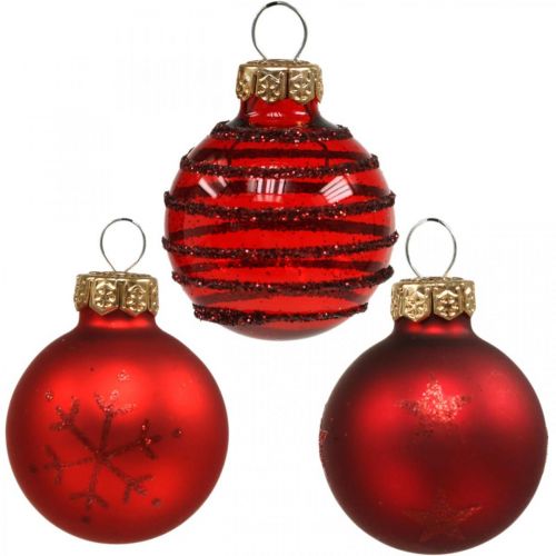 Produkt Mini bombki świąteczne czerwone mix prawdziwe szkło Ø3cm 9 szt