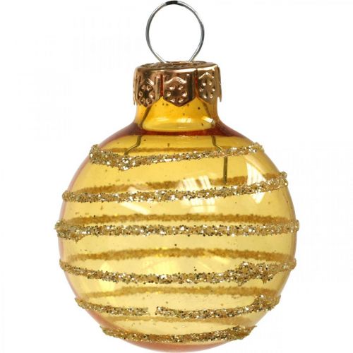 Floristik24 Mini bombki czerwone/żółte mix prawdziwe szkło Ø3cm 9szt