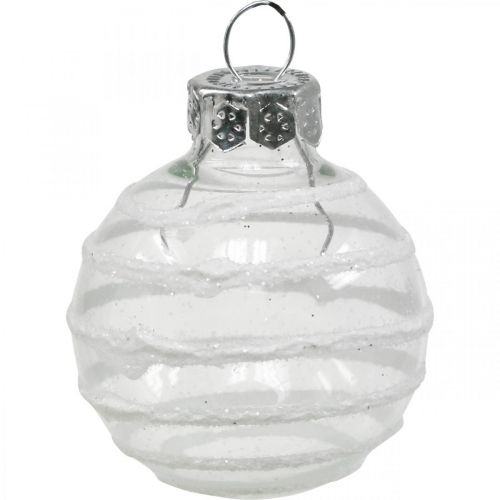 Produkt Mini bombki świąteczne białe, srebrne, prawdziwe szkło Ø3cm 9 szt