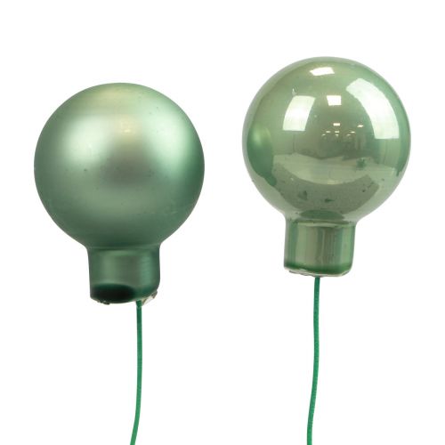 Floristik24 Mini bombki świąteczne na drucie szklanym zielone Ø2,5cm 140szt