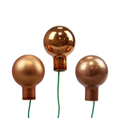 Floristik24 Mini bombki świąteczne na drucie szklanym pomarańczowe Ø2,5cm 140 szt