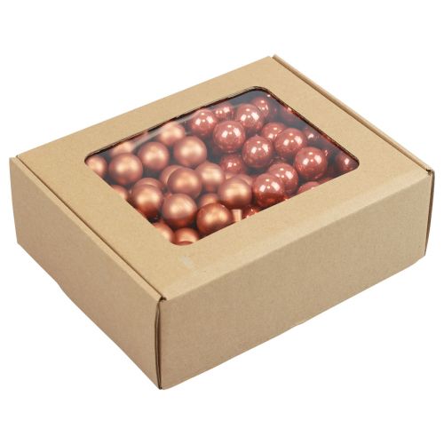 Produkt Mini bombki świąteczne na drucie szklanym czerwono-pomarańczowe 2,5cm 140szt