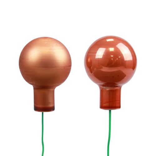 Produkt Mini bombki świąteczne na drucie szklanym czerwono-pomarańczowe Ø2cm 140 szt