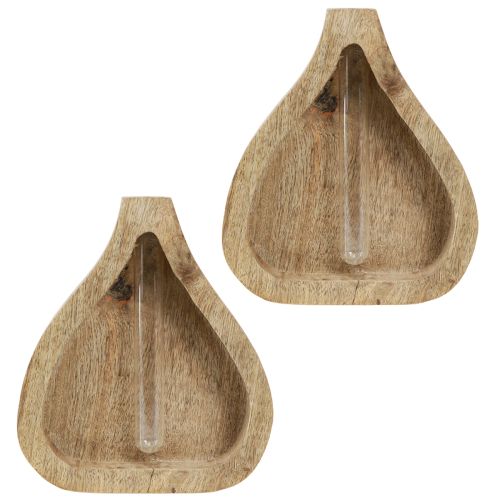 Produkt Mini wazon szklana probówka z przezroczystego drewna dekoracja naturalna W17cm 2szt