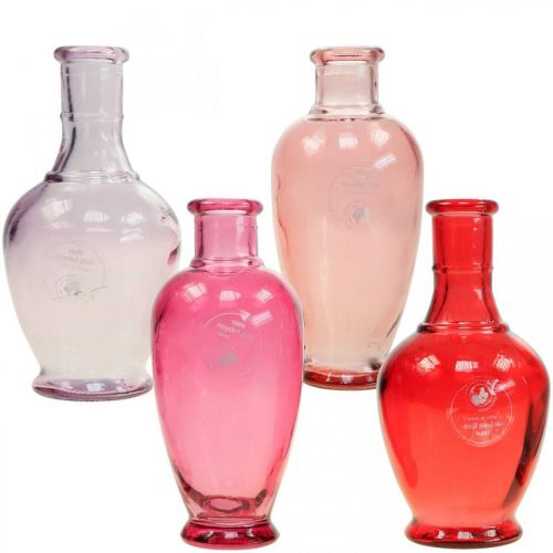 Mini wazony szklane dekoracyjne wazony szklane różowe różowe czerwone fioletowe 15cm 4szt