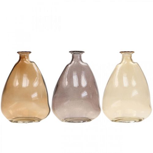 Produkt Mini wazony Szklane wazony dekoracyjne żółty, fioletowy, brązowy W12cm 3szt