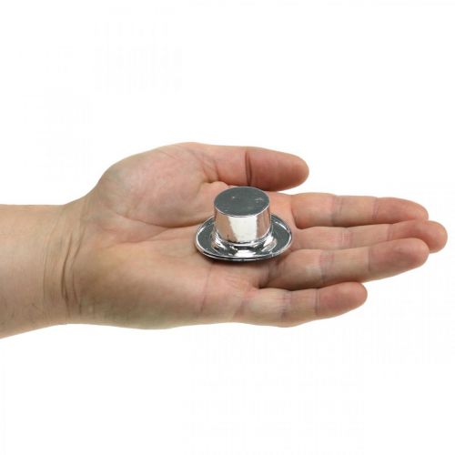Floristik24 Mini cylinder, dekoracja sylwestrowa, dekoracja stołu na Nowy Rok srebrna wys. 2,5 cm dł. 5 cm 9 szt.