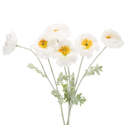 Mak sztuczny, biały, długa łodyga, 78cm, 3 sztuki kupić | Floristik24.pl