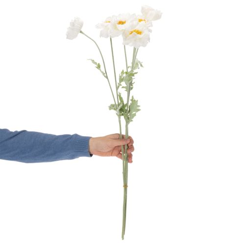 Mak sztuczny, biały, długa łodyga, 78cm, 3 sztuki | Floristik24.pl