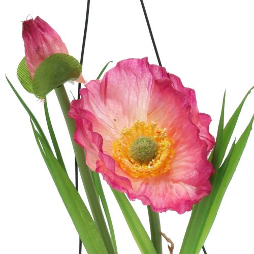 Floristik24 Kwiat maku w szkle do powieszenia różowy H22cm