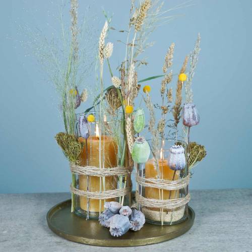 Floristik24 Kapsułki makowe sztuczne żółte, brązowe 6szt.