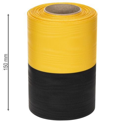 Produkt Wstążka do wieńca Moiré 150mm żółto-czarna - wstążka żałobna, szarfa, ozdoba, wstążka klubowa - rolka 25m