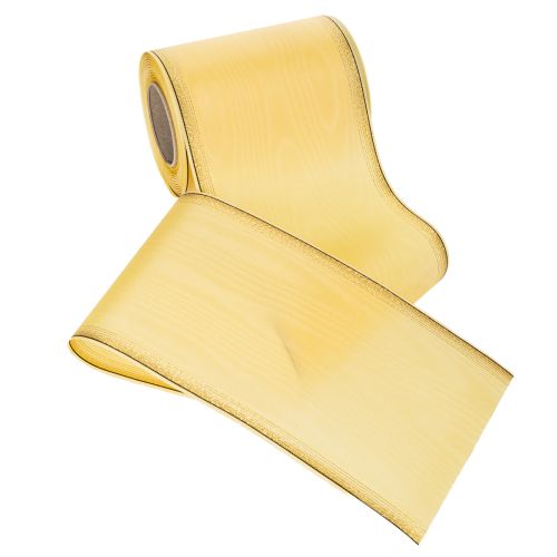 Produkt Wstążka do wieńca Moiré, żółta ze złotym wykończeniem, 125 mm x 25 m - Wysokiej jakości wstążka żałobna, wstążka dekoracyjna, wstążka kokardka