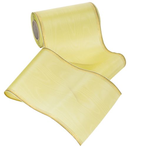 Produkt Wstążka do wieńca Moiré, jasnozielona ze złotym brzegiem, 175 mm x 25 m, wysokiej jakości dekoracja do florystyki