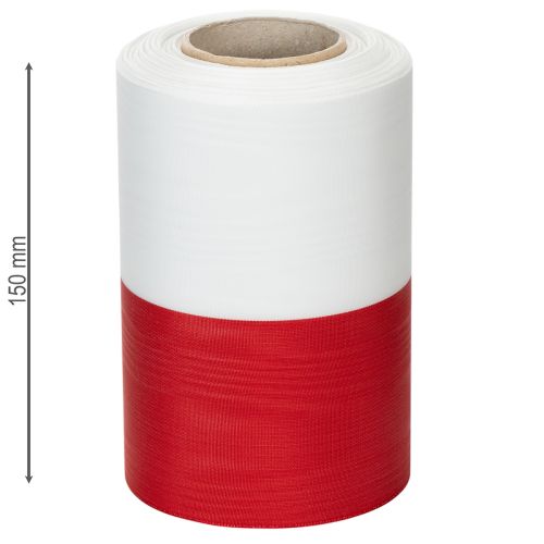 Produkt Wstążka do wieńca Moiré, wstążka żałobna biało-czerwona, wstążka dekoracyjna 150 mm, wstążka pamiątkowa żałobna kwiat, tafta octanowa 25 m