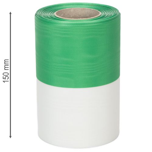 Produkt Wstążka do wieńca Moiré zielono-biała 150mm, wstążka dekoracyjna, wstążka kokardka, tafta jakości 25m