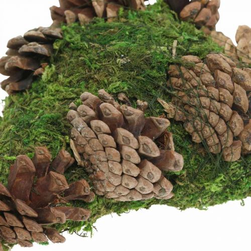 Floristik24 Dekoracja grobu serce z mchu z szyszkami do kompozycji pogrzebowych 20×13cm
