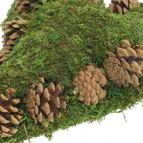 Floristik24 Dekoracja nagrobna Serce z mchu i szyszek Aranżacja kwiatowa 30×19cm