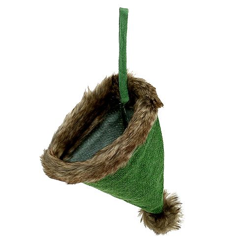 Floristik24 Czapka z futrzanym brzegiem do zawieszenia 28cm Zielony