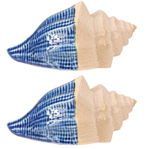 Produkt Muszla Dekoracja Morska Ceramiczna Niebiesko-Beżowa 16,5×11×9,5cm 2 szt