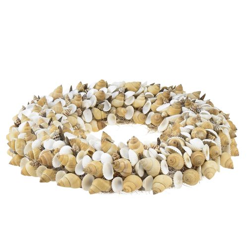 Produkt Wianek z muszelek ślimaków morskich w kolorze naturalnym białym Ø35cm