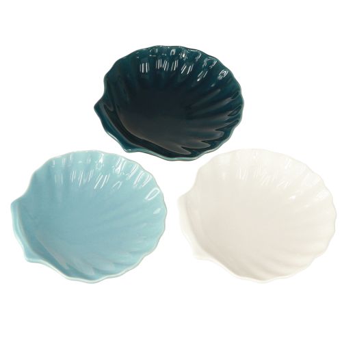 Produkt Talerz muszlowy miska morska ceramiczna niebiesko-biała 14cm 3szt