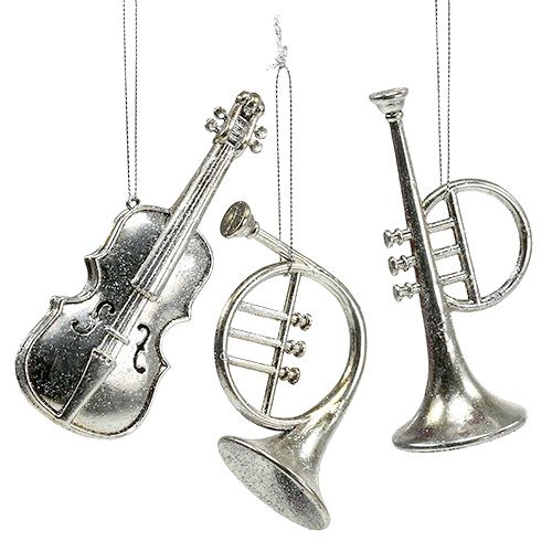 Floristik24 Instrumenty muzyczne różne. 12cm - 14,5cm srebrne 3szt.