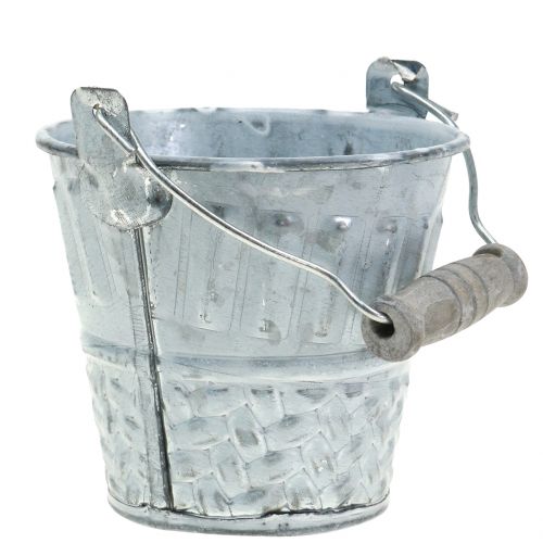 Floristik24 Wiadro cynkowe z plecionym wzorem szare Ø7cm W8cm 8szt