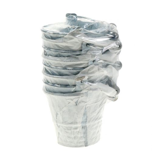 Floristik24 Wiadro cynkowe z plecionym wzorem szare Ø7cm W8cm 8szt