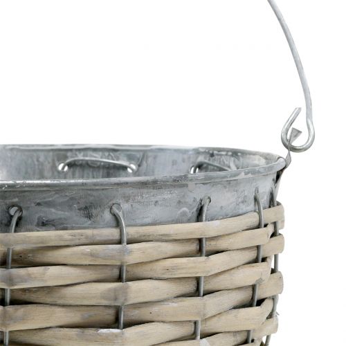 Floristik24 Wiaderko cynkowe z wikliną Ø18cm H17cm