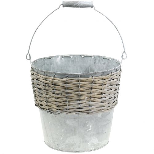 Wiaderko cynkowe z wikliną Ø24cm H22cm