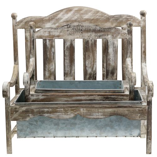 Floristik24 Ławka drewniana do sadzenia roślin natura, cynk H40cm Zestaw 2 szt.