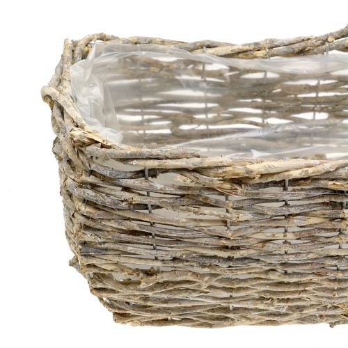 Floristik24 Kosz na rośliny Prostokątny Naturalny Biały Washed L33cm Zestaw 3