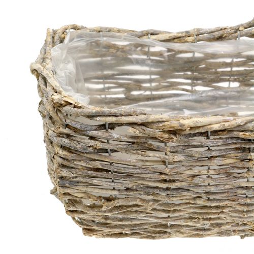 Produkt Kosz na rośliny Prostokątny Naturalny Biały Washed L33cm Zestaw 3