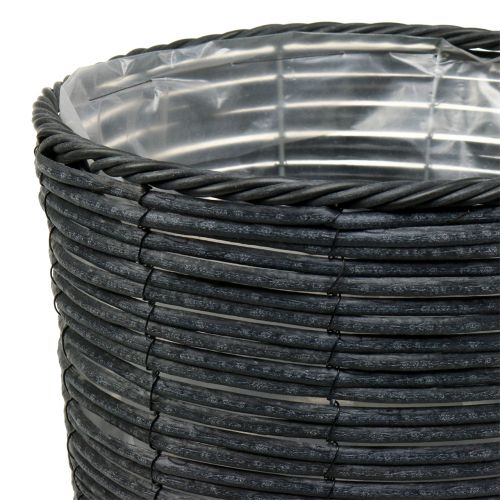 Floristik24 Doniczka rattan wygląd antracyt Ø30cm H50cm