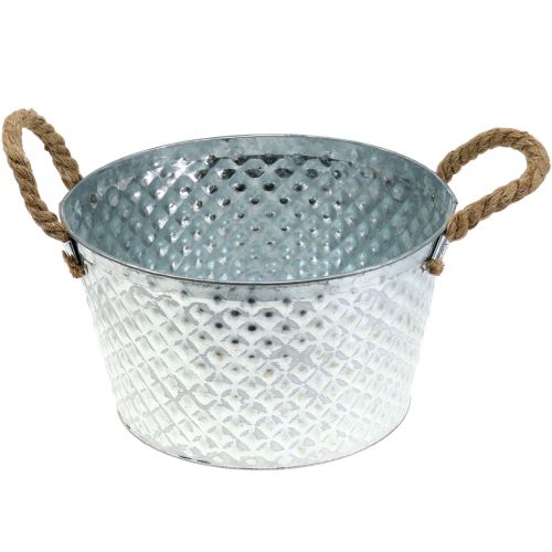 Produkt Cynkowa miska okrągła z uchwytami ze sznurka Ø28cm W16cm