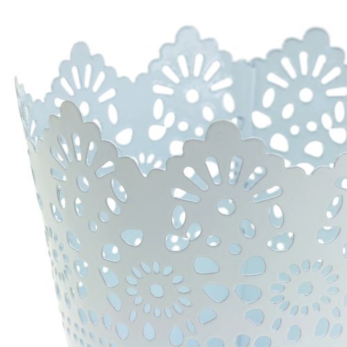 Floristik24 Doniczka cynkowa z koronkowym brzegiem biała Ø12cm H10cm
