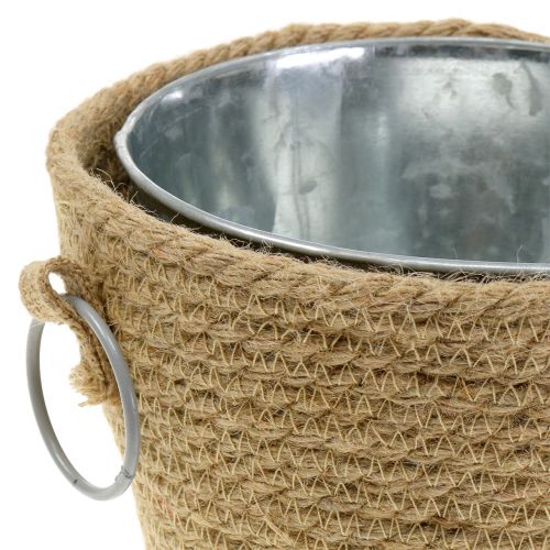 Floristik24 Doniczka cynkowa z pojemnikiem z juty Ø18cm W15cm
