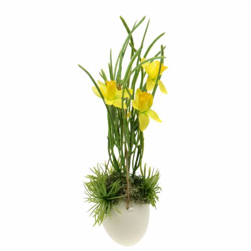 Żonkil w skorupce jajka do powieszenia sztuczny żółty 25cm