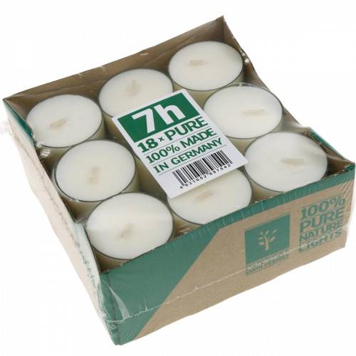 Floristik24 Podgrzewacze PURE Nature Lights Wosk rzepakowy Naturalny Czas palenia 7 godzin 18 szt.