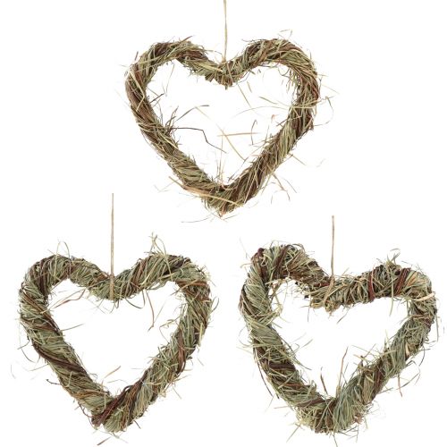 Produkt Wianek naturalny do zawieszenia wianek z siana serce 25x25cm 3 szt