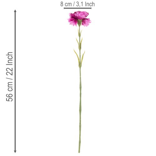 Goździk sztuczny, dwukolorowy, długa łodyga 56cm, pęczek 8 szt. | Floristik24.pl