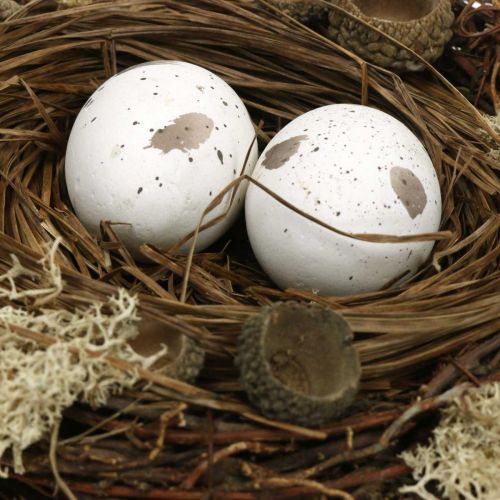 Floristik24 Gniazdo wielkanocne z jajkami sztuczna natura, biała dekoracja stołu wielkanocnego Ø19cm