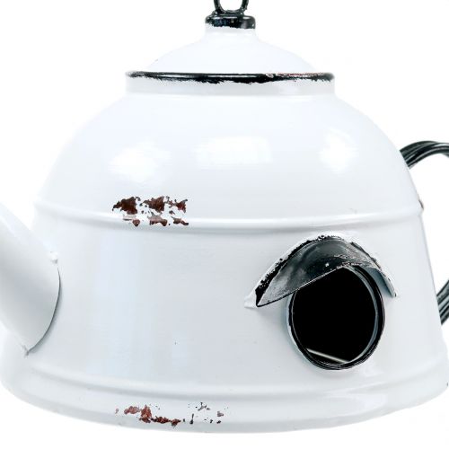 Floristik24 Nesting Box Tea Kettle Vintage White, Black H17cm