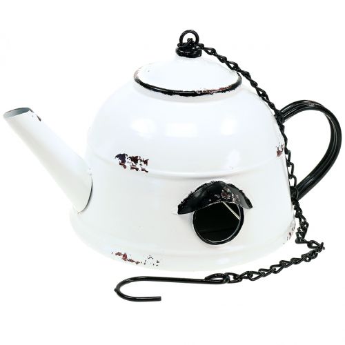 Floristik24 Nesting Box Tea Kettle Vintage White, Black H17cm