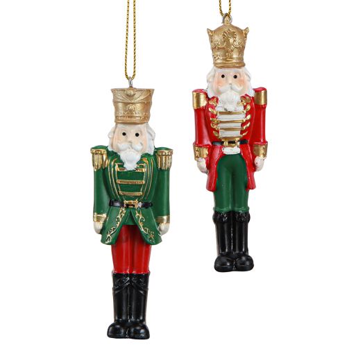 Zawieszka świąteczna Dziadek do orzechów czerwono-zielona złota wys. 10cm 4 szt